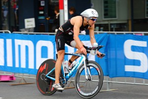 Joel Jameson on the bike at Ironman Melbourne